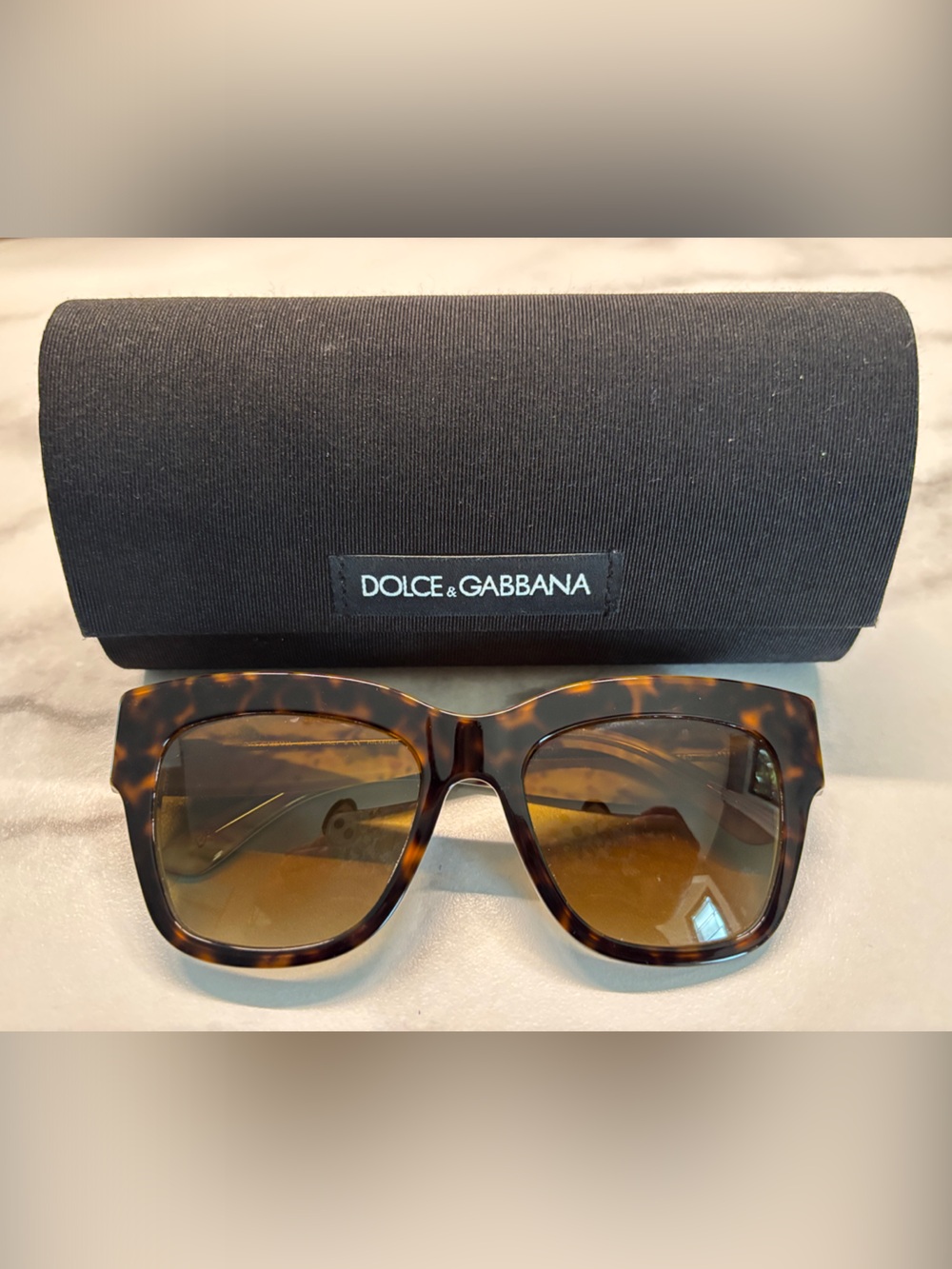 Dolce & Gabbana Tortoiseshell Frame Sunglasses with Amber Lenses